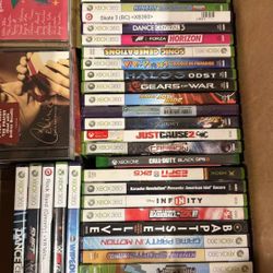 Xbox 360 And Box Of Games