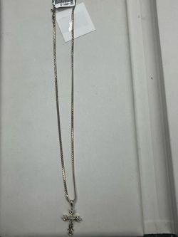 Gold-Tone Cross Pendant Necklace with Stones