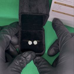 Gold plated, moissanite dangle earrings | passes diamond test