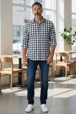 Buttoned Down Black and white checked shirt