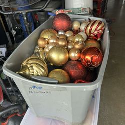 Bin Of Large Christmas Ornaments 