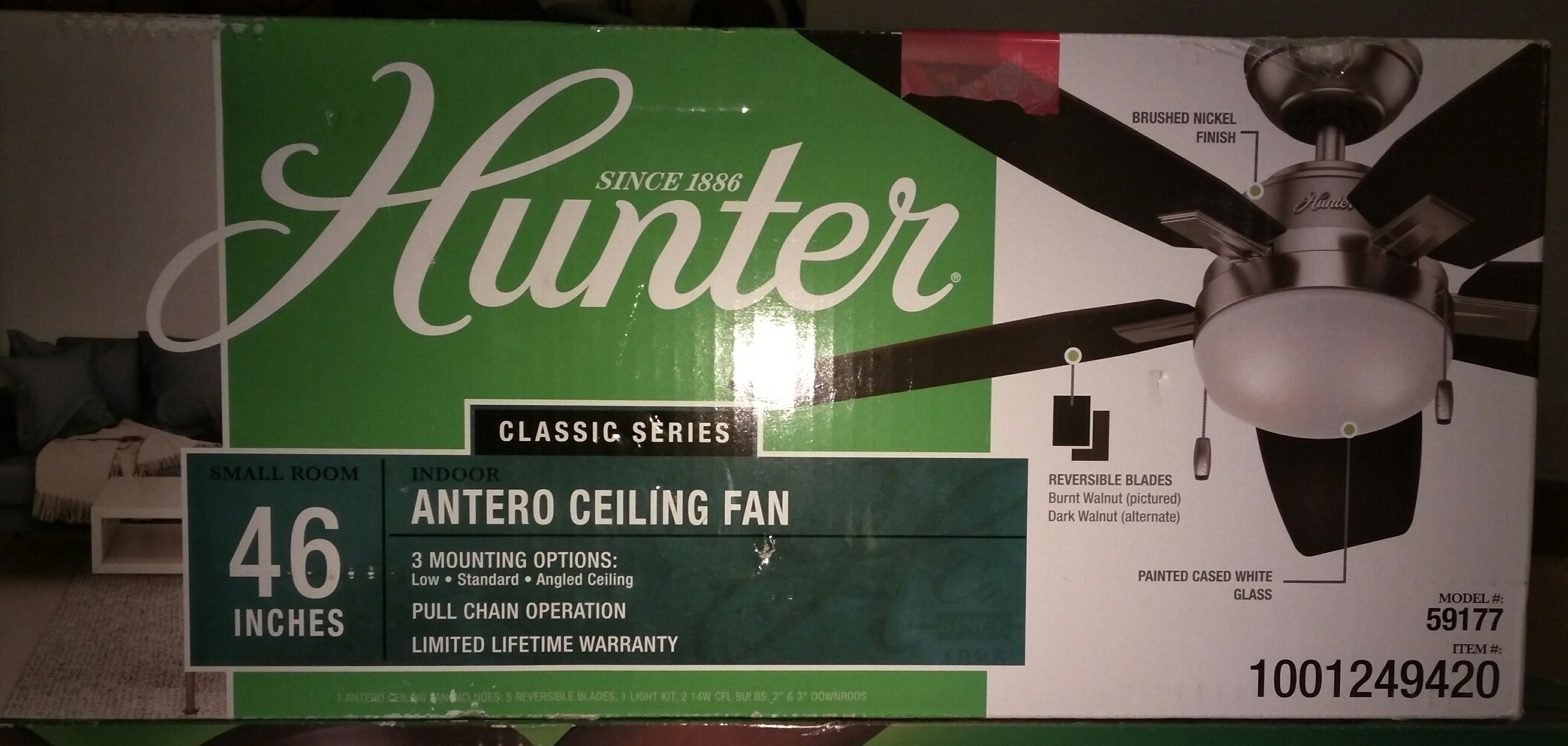 Hunter Antero 46 In Indoor Brushed Nickel Ceiling Fan With Light