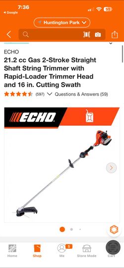 ECHO 21.2 cc Gas 2-Stroke Straight Shaft String Trimmer with Rapid-Loader Trimmer Head and 16 in. Cutting Swath 180 each