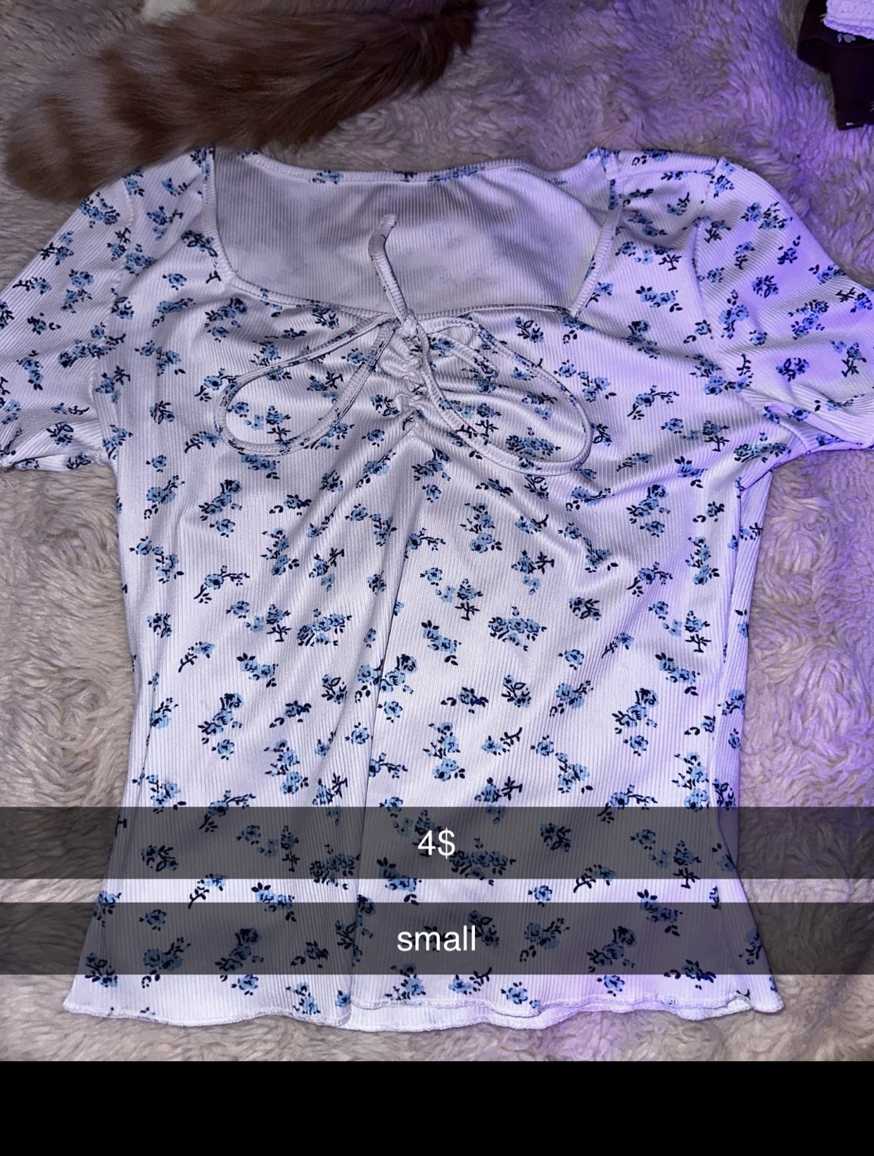 small white & blue floral shirt
