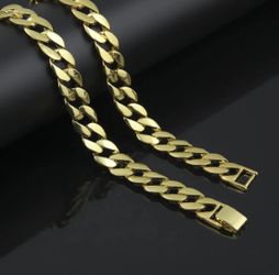 New 18 k yellow gold Cuban link chain