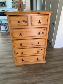 Solid Pine Wood Tall Dresser Chest