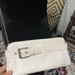 White 💯 % Genuine Leather Crossbody & Clutch 