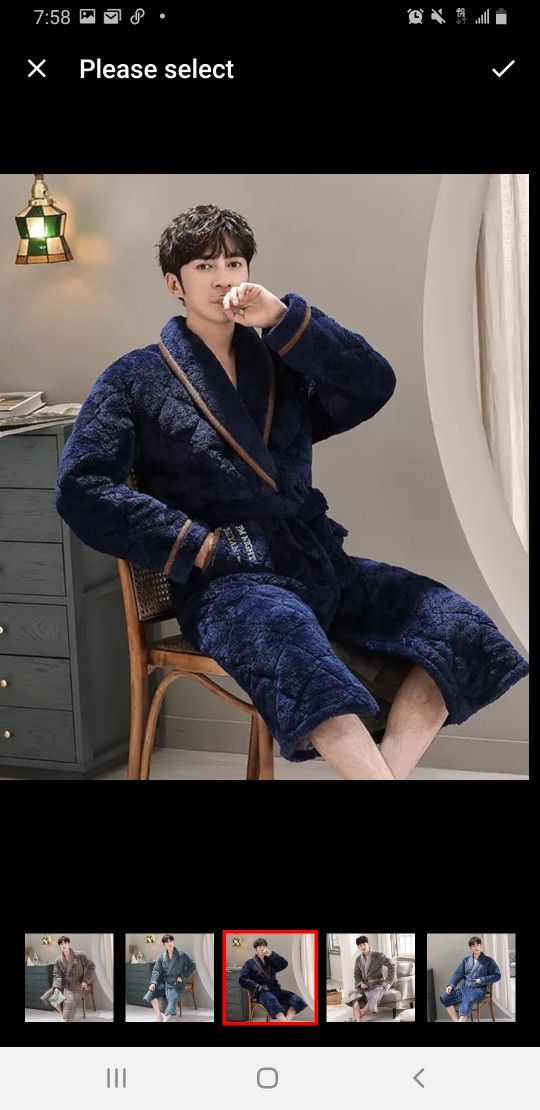 Winter Mens Thick Blue Terry Bear Snorkel Robe XXL