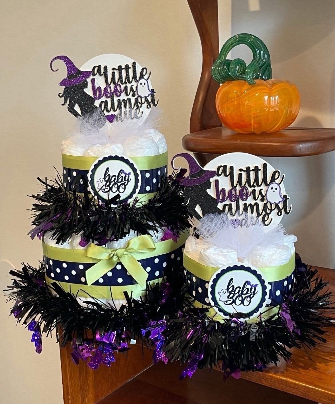 HALLOWEEN WITCH green black purple diaper cakes