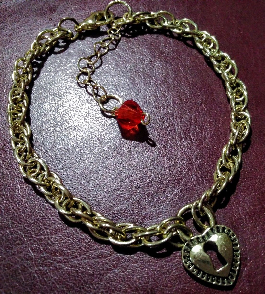 Heart lock theme charm bracelet for sale -gold-