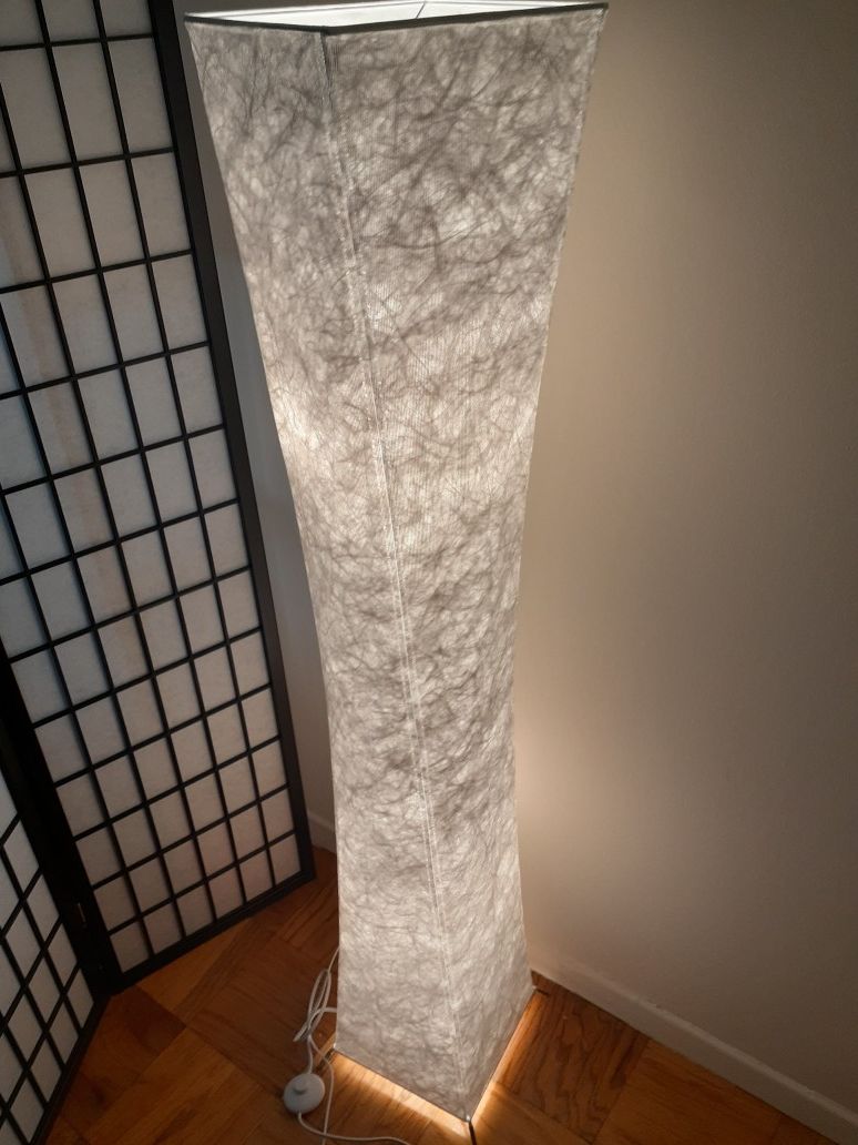 Floor Lamp, CHIPHY Tall Lamp for Living Room, 12W/2 LED Bulbs(2400 LM) and White Fabric Shade for Bedroom and Office