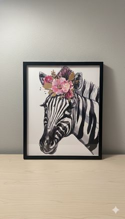 Zebra with flower crown painting