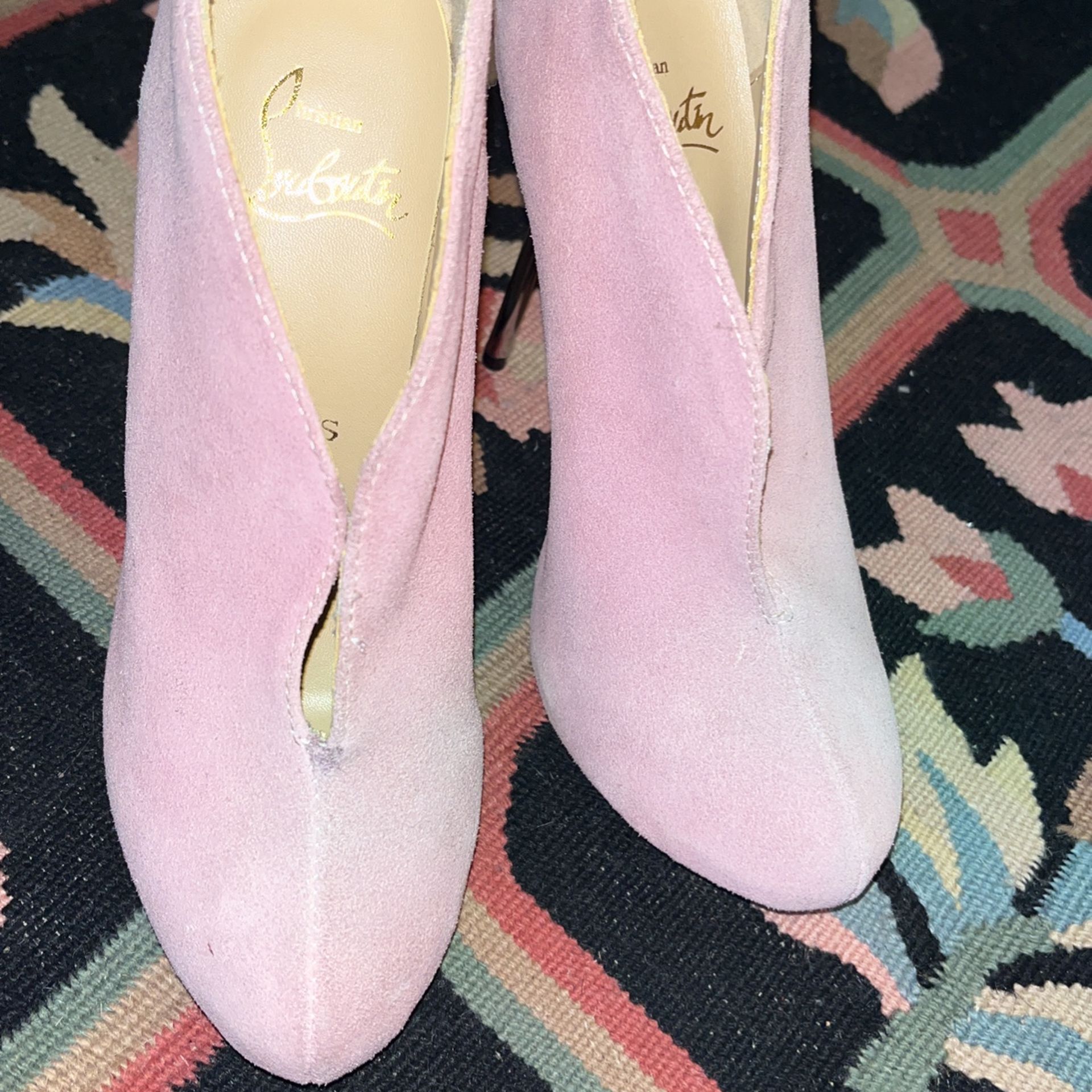 Christian Louboutin Pink Suede Heels Sz37 Like NEW . Originally $1,200