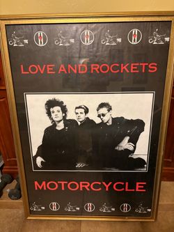 Vintage Love and Rockets Motorcycle framed poster