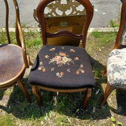 Antique Needlepoint Vintage Chair