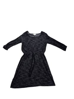 Loft black/white marble long sleeve crew neck dress, L. EUC.