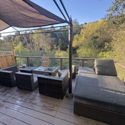 REDUCED: Outdoor Furniture Bundle - 6 Piece Wicker Set & Stone Patio Table $189 negotiable