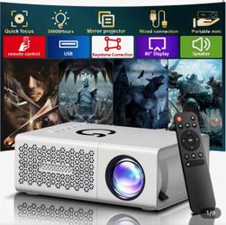 Portable Mini Projector,Quick Focus,HD Projector, Compatible with Smartphones And Pcs, Ideal for Home Entertainment,
