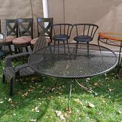 Wrought Iron Metal Black Outdoor Patio Table 4' Long 29" tall