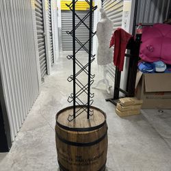 wine rack with barrel