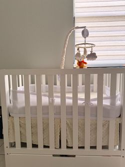 White Mini Crib w/ Mattress