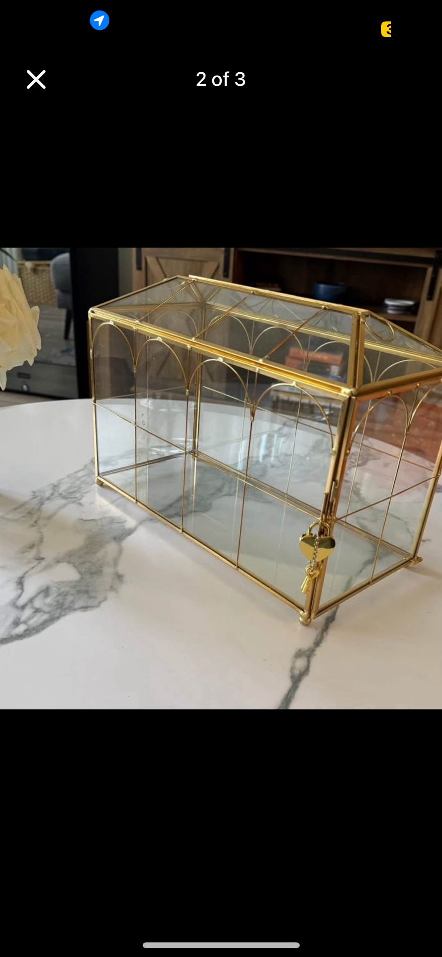 Glass Gold Wedding Gift Card Box