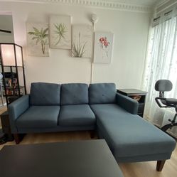 Belffin Convertible Sectional Sofa Couch with Chaise L Shaped Reversible Blue