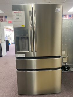 Frigidaire Gallery 36 in. 22 cu. ft. Counter-Depth 4-Door French Door Refrigerator in Smudge-Proof Stainless Steel