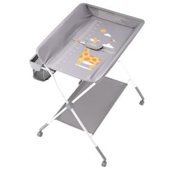 New Baby Changing Table, Foldable Diaper Change Station with Side Basket, Adjustable Height Changing Table