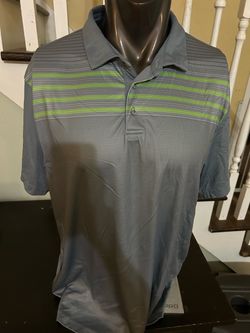PGA Men's Gray Striped Golf Polo Shirt