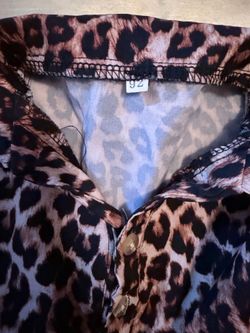 Leopard Print Button-Up Blouse Size 92