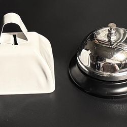 🛎️ 2 Bells - 1 Countertop/Desk Button Bell + 1 Handheld Cowbell (brand new)
