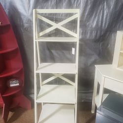 4-Tier Shelf, Ladder Bookcase, Off White (NEW)