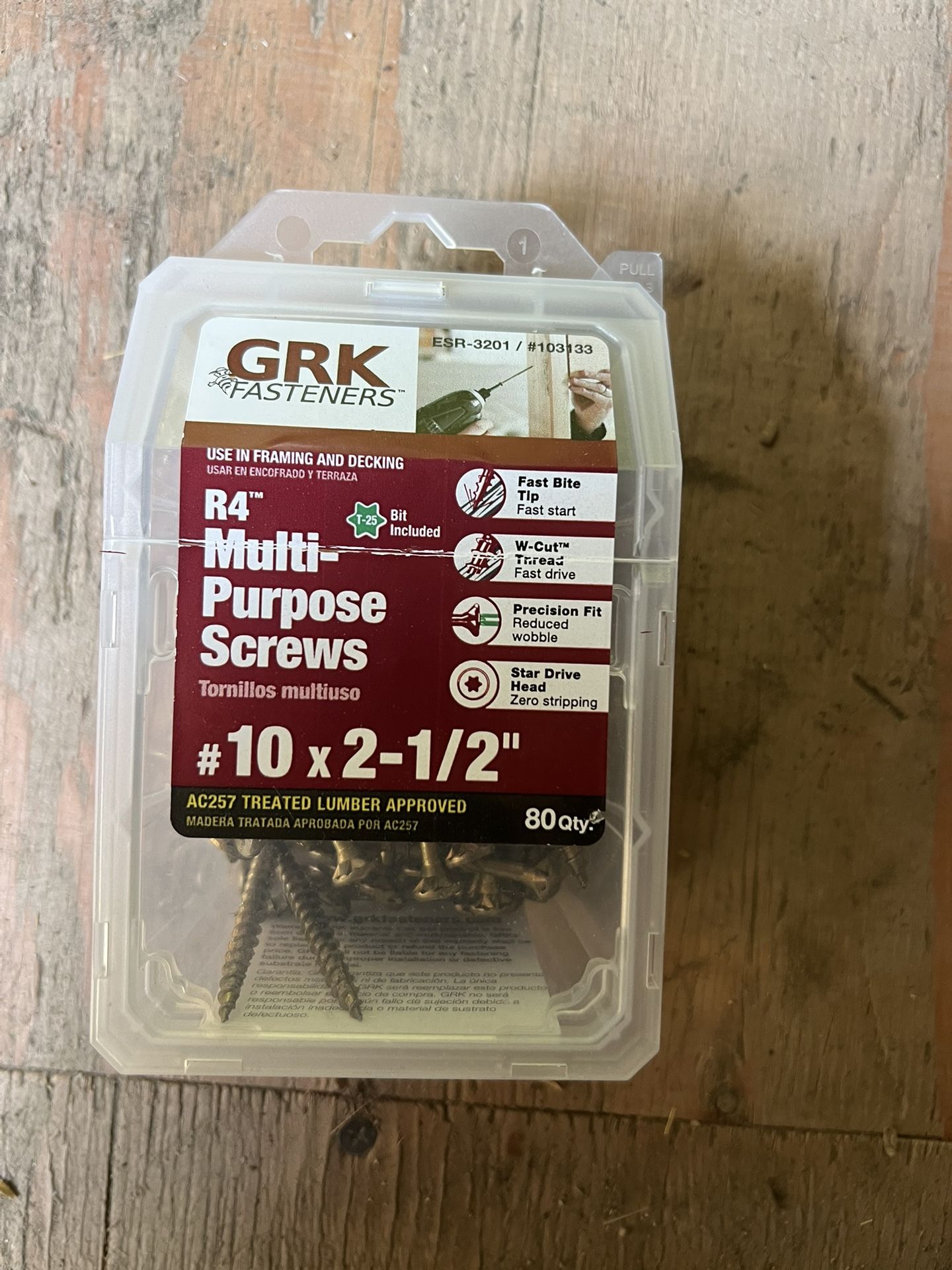 GRK R4 #10 x 2-1/2-in Polymer Exterior Wood screws ( 80 -Per Box )