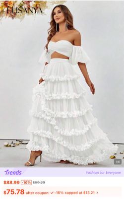 Medium white off shoulder 2 piece