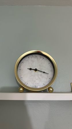 Gold Round Desk Clock Marble Face