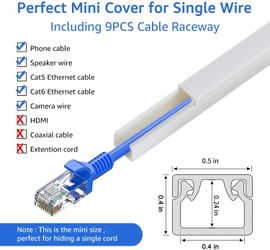 Cable Hider Wall Cord Cover 142in TV Cord Hider Paintable Cable Raceway Kit  with Self-Adhesive Tapes for Hiding Ethernet Cable Lamp Computer Cord in H  for Sale in Upland, CA - OfferUp