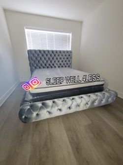 NEW QUEEN BED FRAME AND MATTRESS 