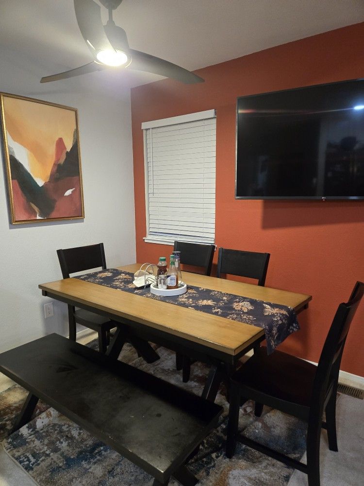 Dining Room Table 4 Chairs, 1 Bench