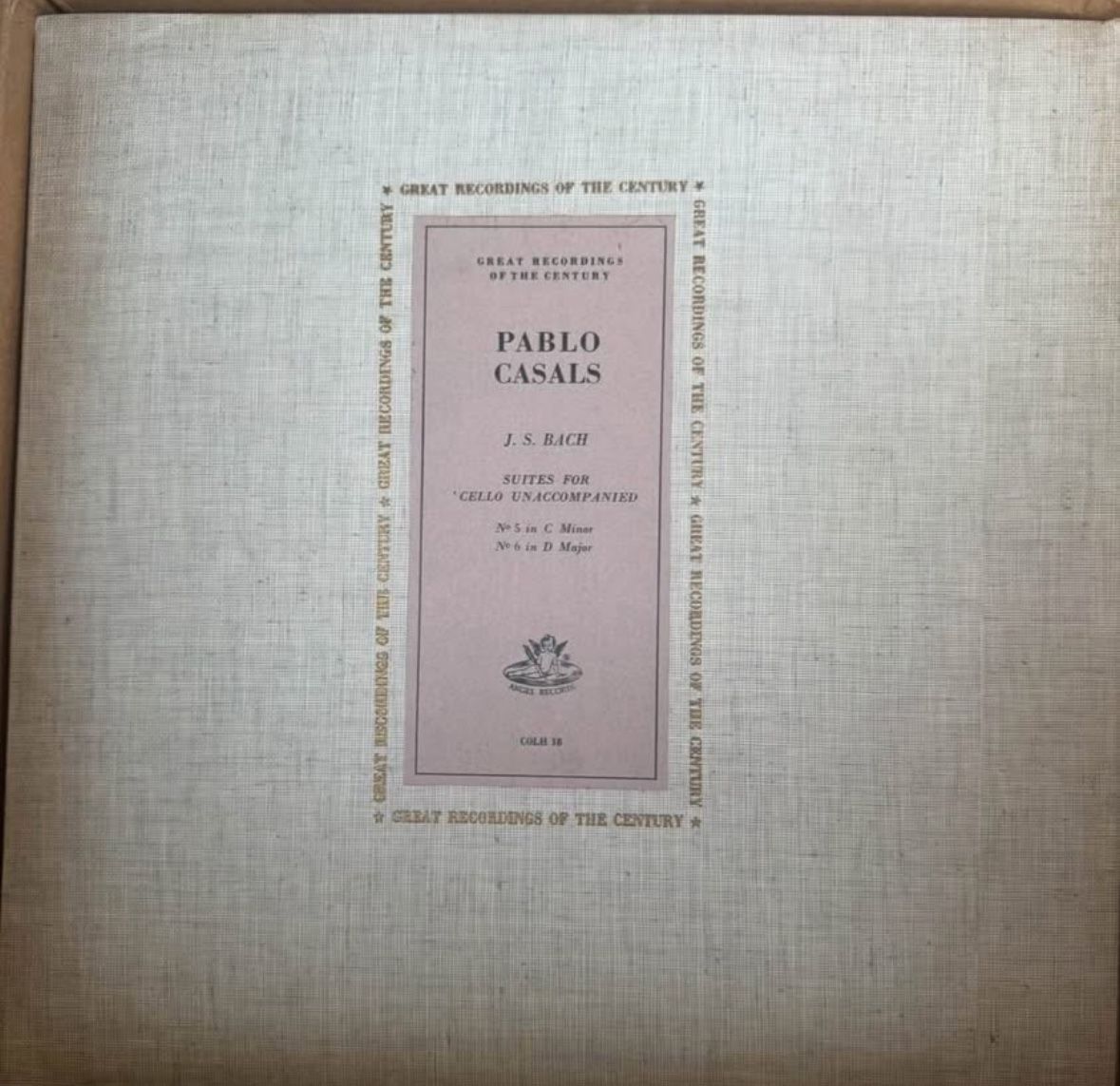 Pablo Casals Suites For Cello Unaccompanied ~ 1957 Angel  COHL-16 Used LP VG++