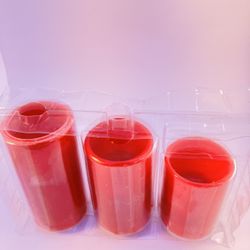 BRAND NEW 3-Pack Red Battery-Operated LED Flickering Tea Lights – $10