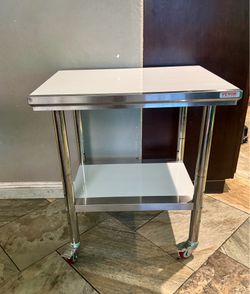 VEVOR Stainless Steel Table, 24 x 30 Inches Food Prep Worktable with Wheels, Kitchen Prep Table with Adjustable Undershelf Workstations for Commercial