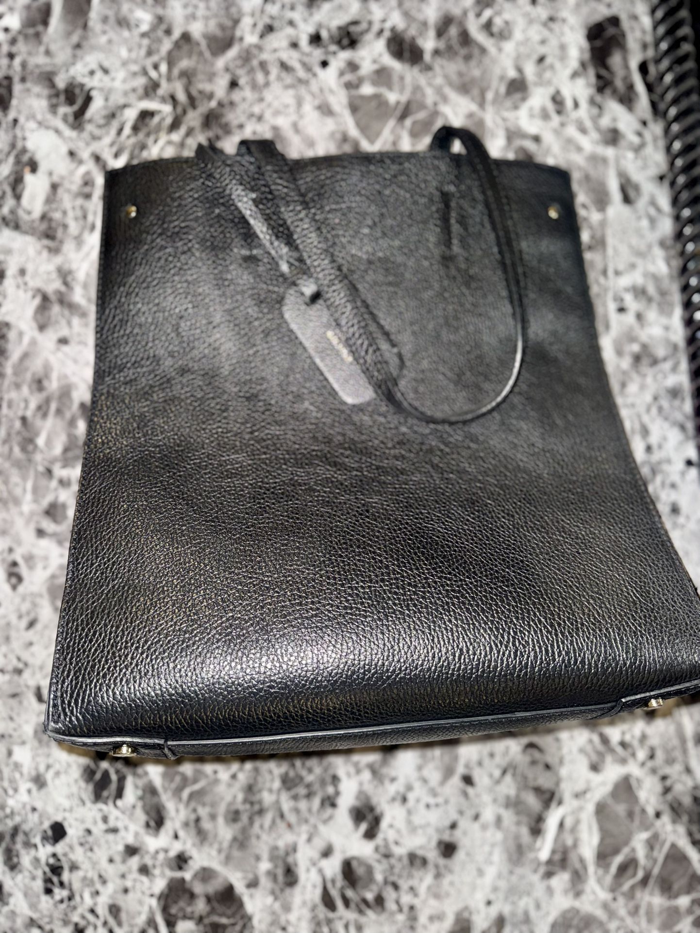 Persaman New York Genuine Leather Bag – Made in Italy – Black with Gold Hardware