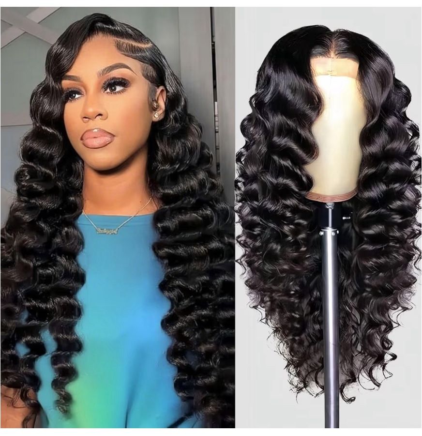 Deep Wave Lace Front Wigs Human Hair 200 Density Glueless Wigs for Black Women 13x4 HD Lace Frontal Raw Human Hair Pre Plucked with Baby Hair 22 Inch