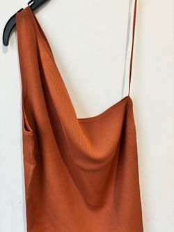 Ralph Lauren Rust Ribbed One-Shoulder Tank Top