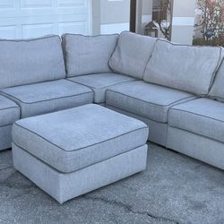 Gray Lovesac Sactional – 6 Piece Modular Sectional + Ottoman – Excellent Condition