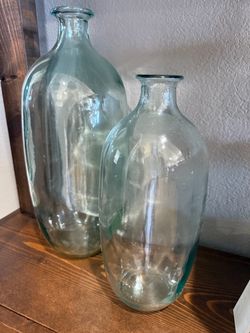 Set of 2 Glass Bottle Vases