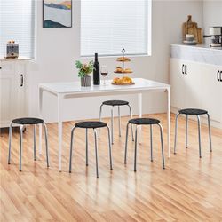 5pcs Round Plastic Stack Stools 8 Holes,Silver