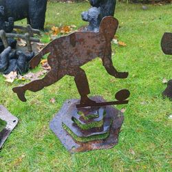 Bowling Bowler Metal Yard Art 