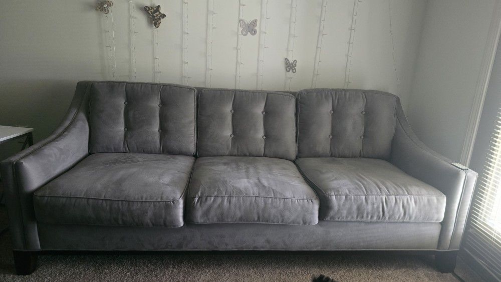 Modern and Contemporary Fabric Upholstered Button-Tufted Living Room 3-Seater Sofa, Grey